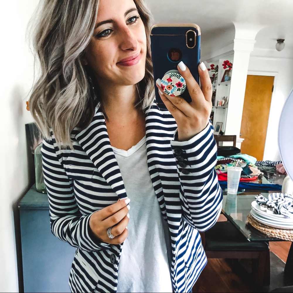 Merona Target Navy Striped Blazer XS - Picture 2 of 8
